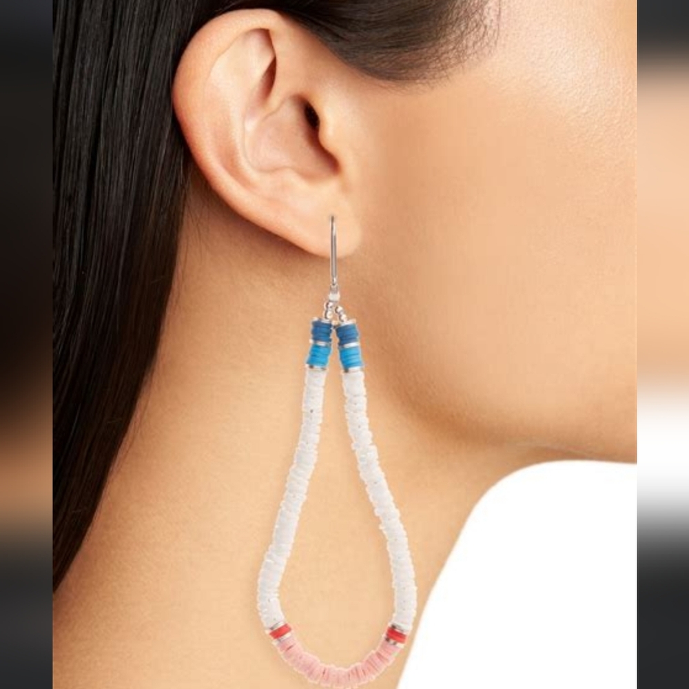 NWOT Isabel Marant White and Teal Beaded Earrings - Picture 5 of 8